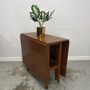 Vintage Mid Century Drop Leaf Dining Table Teak Effect Folding Gateleg Table