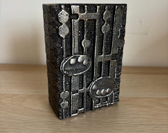 Olav Joff Norwegen Brutalist Guss Edelstahl Vase Rechteck Skulptur Mid Century Modern