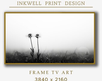 Flowers Frame TV Art, Minimalist Art, Black and White Art, Flower Painting, Flower TV Art, Flower Decor Frame TV Art, Scandi Art MF3