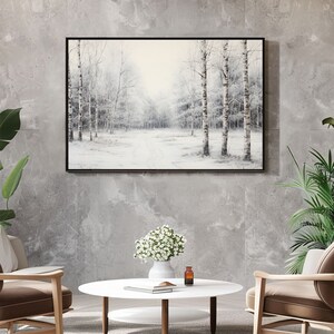 Arbres d&#39;hiver imprimables, art de l&#39;hiver, paysage, peinture d&#39;hiver, peinture de paysage vintage, art en téléchargement numérique PWW2