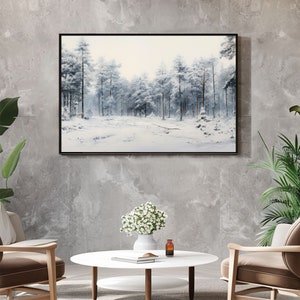 Chemin d&#39;hiver imprimable, art de l&#39;hiver, paysage, peinture d&#39;hiver, peinture de paysage vintage, art en téléchargement numérique PWP4
