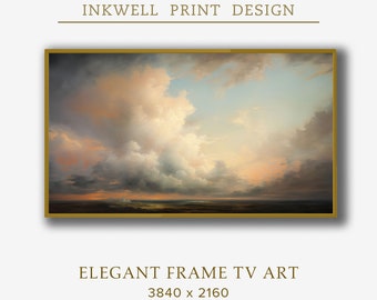 Clouds Landscape, Samsung Frame TV, Trees, Field Landscape, Country Painting, Vintage Landscape Painting, Digital Download Frame TV Art CL6