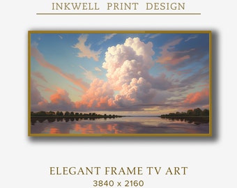 Clouds Landscape, Samsung Frame TV, Trees, Field Landscape, Country Painting, Vintage Landscape Painting, Digital Download Frame TV Art CL3