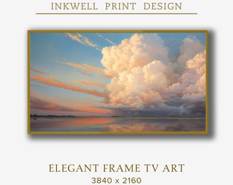 Clouds Landscape, Samsung Frame TV, Trees, Field Landscape, Country Painting, Vintage Landscape Painting, Digital Download Frame TV Art CL4