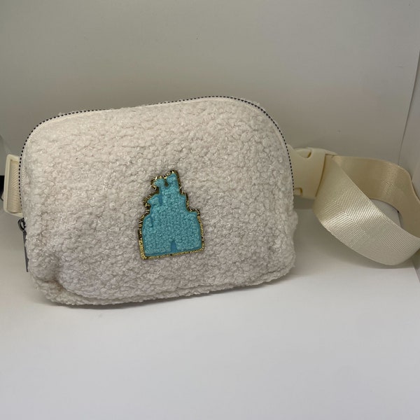 Sherpa Belt Bag | Crossbody Bag | Bum Bag | Patched Fanny Pack | Fuzzy Bag | Chenille Castle Patch