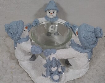 Snow Buddies Circle Of Light 3 Snowmen Candle Holder 94821