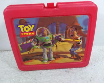 Vintage 1996 Toy Story Lunch Box Red Plastic 05-004-0720  Woody Buzz