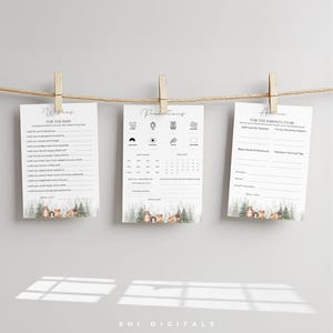 woodland predictions wishes advice baby shower forest animal advice card editable woodland baby shower wishes advice woodland animals WL01