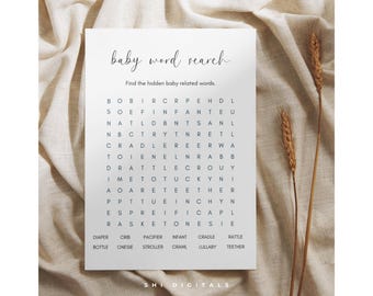 Baby Shower Word Search Game