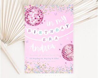 In My Birthday Era Invitation Disco Music Party Canva Template