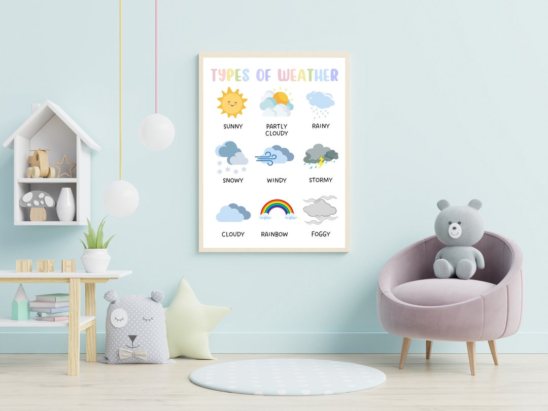 Types of Weather Educational Poster Print Homeschool Classroom ...