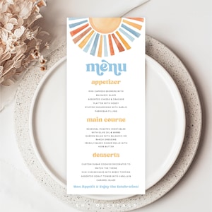 Hier komt de zoon menusjabloon afdrukbaar zonmenu bewerkbaar menu zonneschijnmenukaart afdrukbaar hier komt de zoon menukaart babyshower