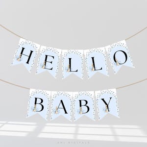 blue peter rabbit hello baby banner printable hello baby banner peter bunny baby shower decor baby shower banner easter hello baby PR01