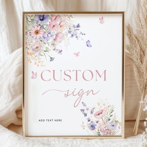 Signe de baby shower de fleurs sauvages signes modifiables de baby shower de fleurs sauvages signe personnalisé signe de portrait signe imprimable de baby shower signes floraux de fleurs sauvages
