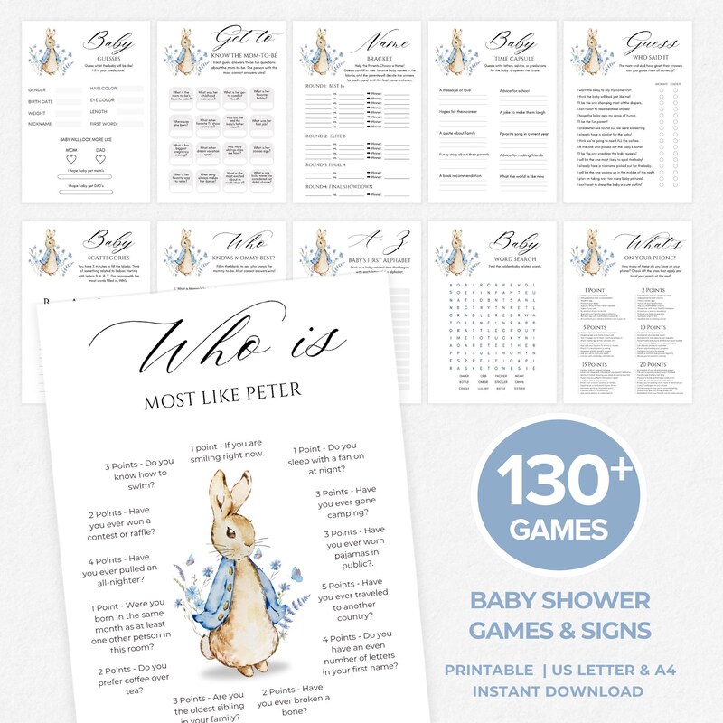 Peter Rabbit Shower Games - Etsy