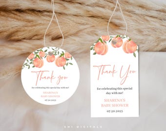 Little Peach Baby Shower Thank You Tags LP01