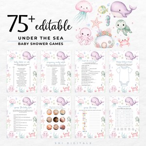 75+ under the sea baby shower games printable ocean animals baby shower party games seawater animals fun activity games US02