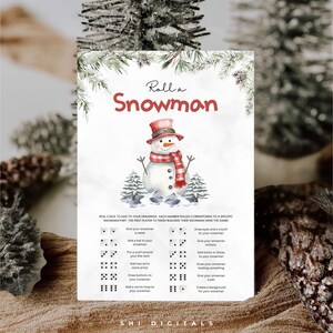 roll a snowman game printable red christmas game family christmas activity snowman party game christmas family games snowman dice games