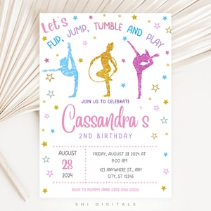 gymnastics birthday invitation gymnastics party invitation template girl gymnast invite gymnastic party invite editable gymnastic invitation
