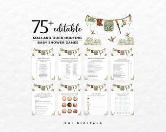 75+ Editable Duck Hunting Baby Shower Games Bundle DH01