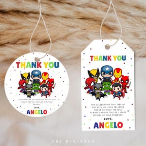 Superhero Thank You Tags Template SH01