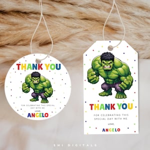 hulk thank you tag editable superhero hulk birthday gift tag printable hulk gift tags personalized hulk thank you tag hulk thank you bag tag
