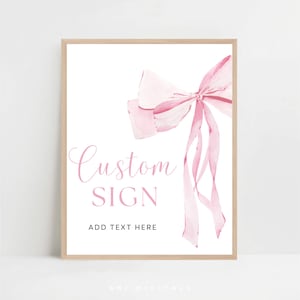 Roze strik aangepast babyshowerbord bewerkbaar en afdrukbaar PB01