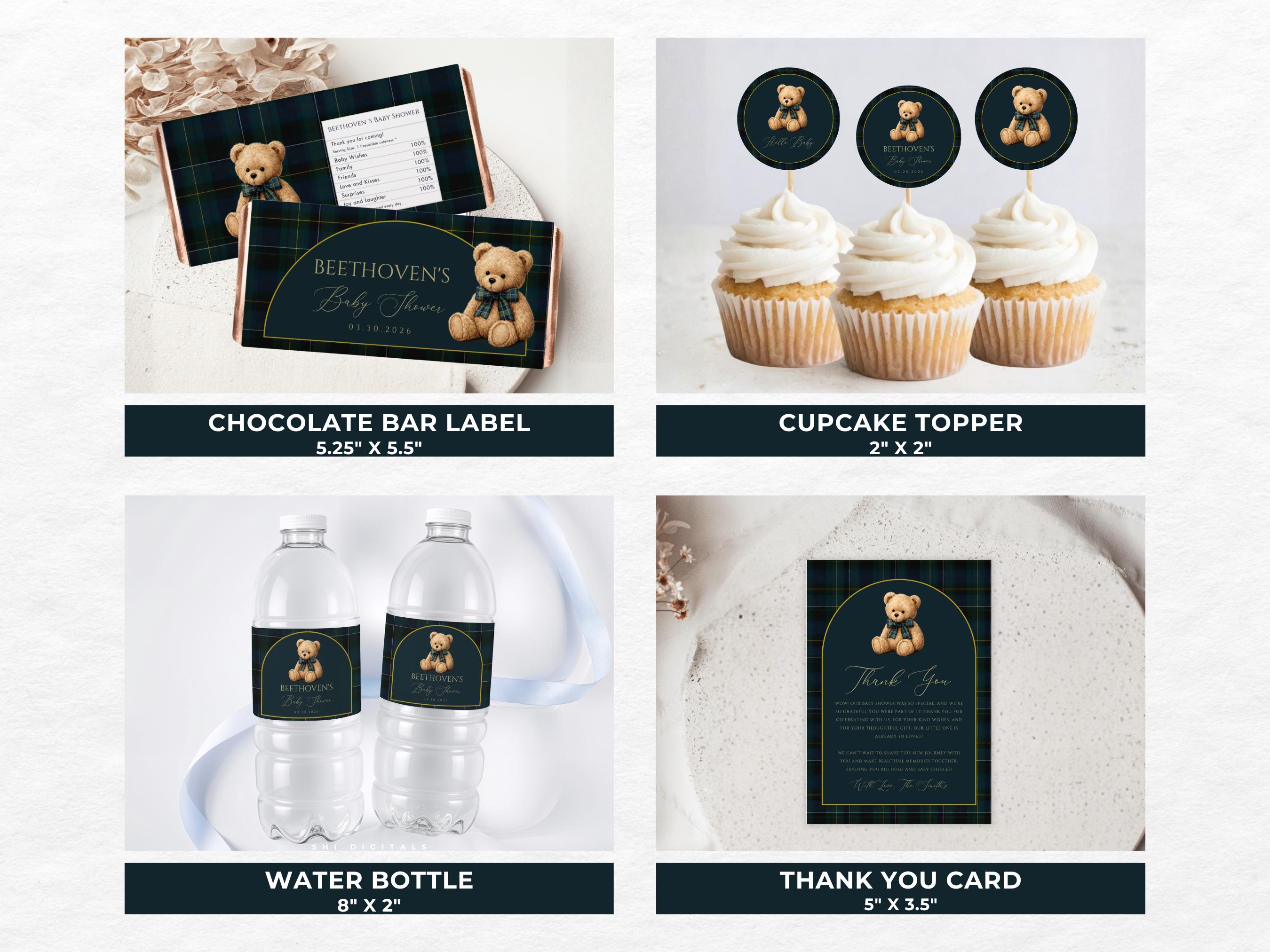 Editable Luxury Polo Teddy Bear Baby Shower Bundle Polo Baby Shower ...