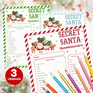 secret santa questionnaire christmas gift exchange printable secret santa form secret santa survey secret santa christmas questionnaire list