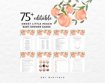 75+ Editable Little Peach Baby Shower Games Bundle LP01