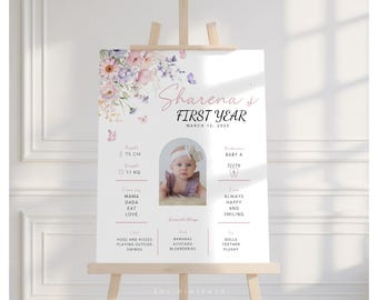 wildflower birthday milestone sign wildflower milestone board milestone poster printable baby my first year stats baby in bloom wildflower