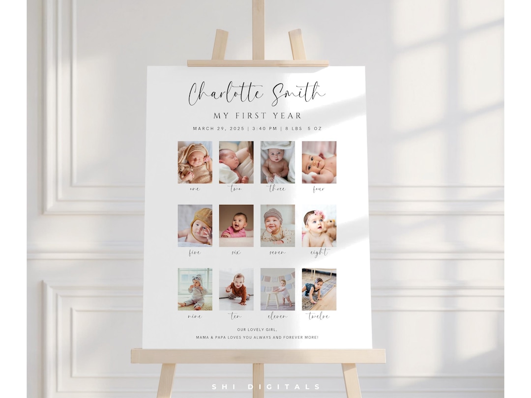 Minimalist 1st Birthday Milestone Photo Board My First Year - Etsy