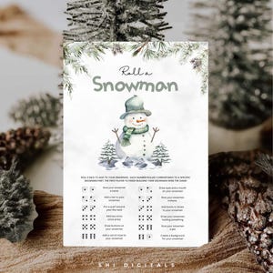 roll a snowman game printable green christmas game family christmas activity snowman party game christmas family games snowman dice games