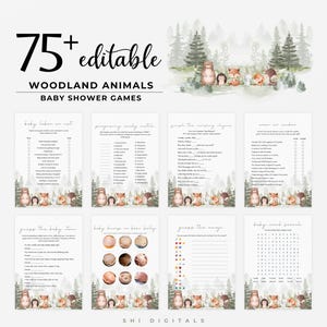 75+ woodland baby shower games printable woodland animals baby shower party games fun forest animals activity games baby shower WL01