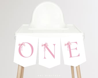 Pink Bow High Chair Banner 1st Birthday Decor  PB01