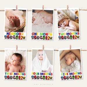superhero birthday banner superhero milestone photos superhero birthday decor printable superhero monthly photo banner template birthday