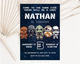 Star Wars Birthday Invitation Template: Editable Canva Card (Digital Download)