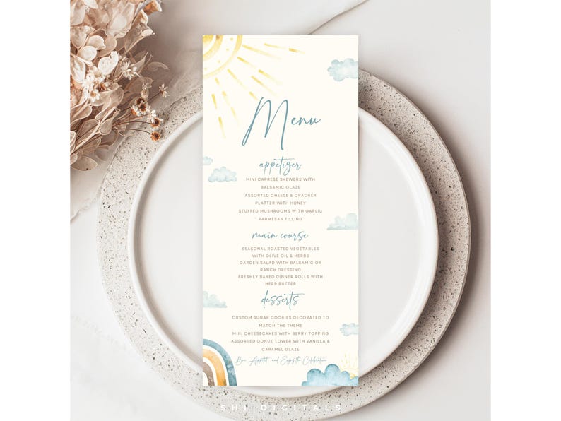 Here Comes the Son Menu Card Template RS01 - Etsy Canada