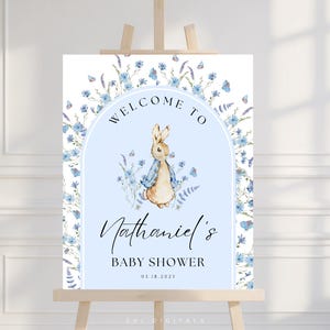blue peter rabbit welcome sign peter bunny baby shower welcome sign printable peter bunny baby shower sign easter bunny welcome sign PR01