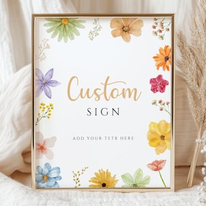 signe de baby shower de fleurs sauvages signe de baby shower de fleurs sauvages modifiable signe personnalisé portrait signe imprimable baby shower signes fleurs sauvages floral WF2