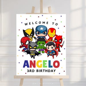 superhero birthday welcome sign poster editable superhero birthday sign printable welcome sign template superheroes welcome sign superhero