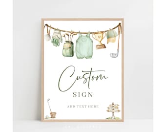 golf custom sign let&#39;s par-tee baby shower editable sign a little putter is on the way custom sign green golf custom table signs GF01