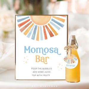 Letrero y etiqueta de jugo "Aquí viene el Son Momosa" HS01