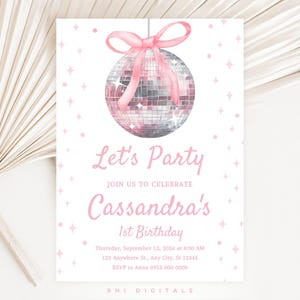 disco ball birthday invitation disco party invitation printable disco birthday invite dancing queen mobile invitation disco party DB01
