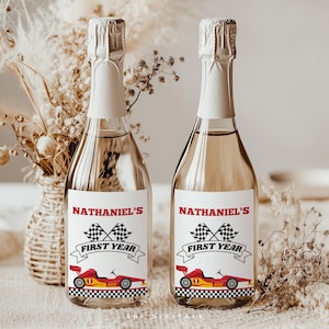 szybka etykieta szampana urodziny wino etykieta samochód wyścigowy mini szampan etykiety tag edytowalny szybka etykieta szampana wino szablon