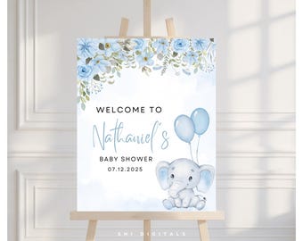 elephant welcome sign poster editable floral elephant baby shower sign printable a little peanut is on the way welcome sign elephant EP01