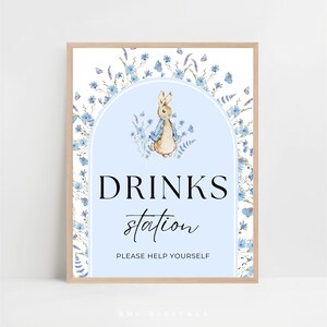 drinks sign blue peter rabbit baby boy baby shower drinks station help yourself beatrix potter drinks station sign peter rabbit sign BPR01