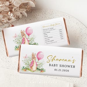 editable peter rabbit chocolate wrapper template little bunny baby shower chocolate bar template beatrix potter chocolate bar labels LB03