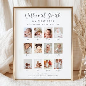 minimalist 1st birthday milestone boards 1st year milestone photo display monthly birthday milestone 1st birthday milestone photo board