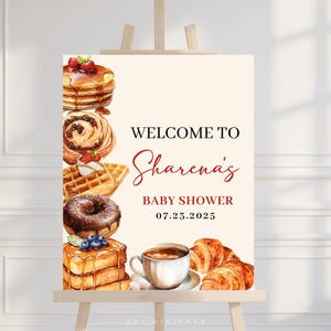 baby brunch baby shower welcome sign breakfast baby shower poster editable brunch welcome sign printable blueberry pancake welcome sign BB01